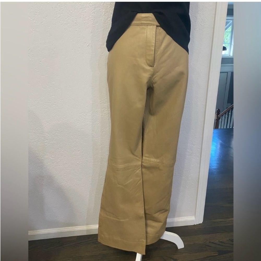 Vintage Tommy Hilfiger Tan leather boot cut pants mid rise jeans Y2K lined 12